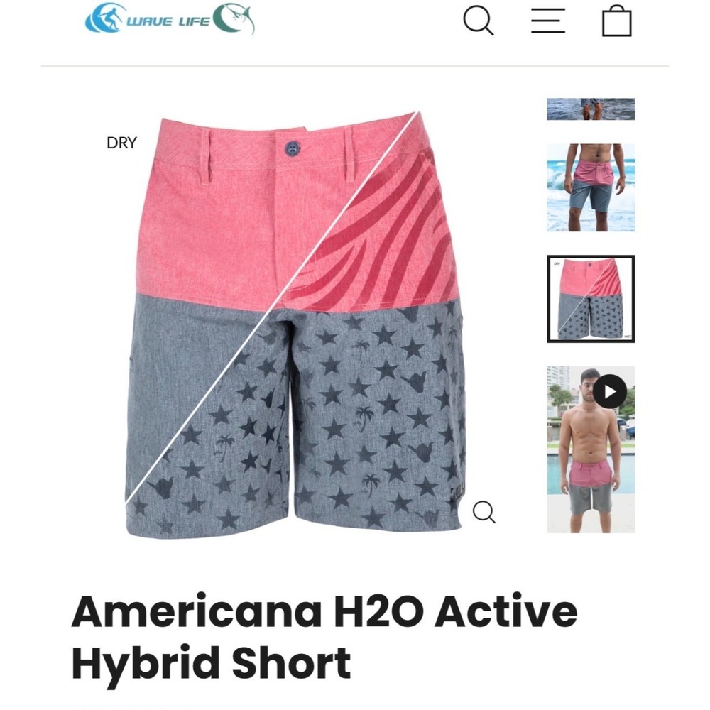 Wave Life Men's Shorts Color Changing Size 40 red blue H2O Active Hybrid